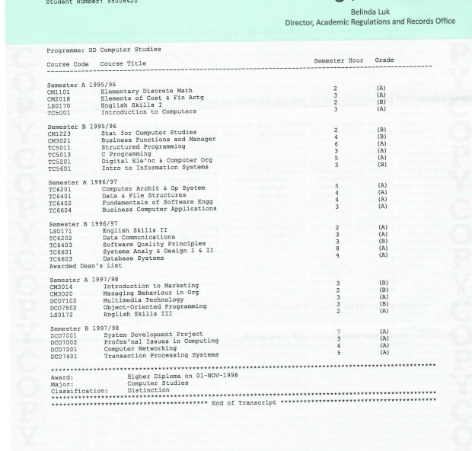 CityU Transcript